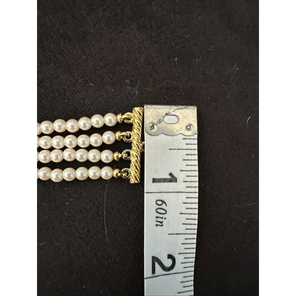 Monet 4 Strand Faux Pearl‎ Bracelet Gold Tone Wedding Valentines Engagement